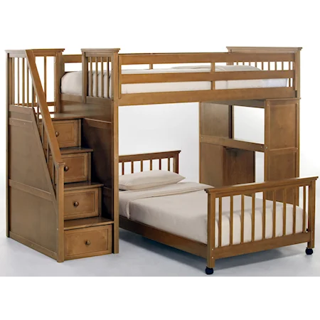 Twin Stair Loft Bed w/ Lower Bed